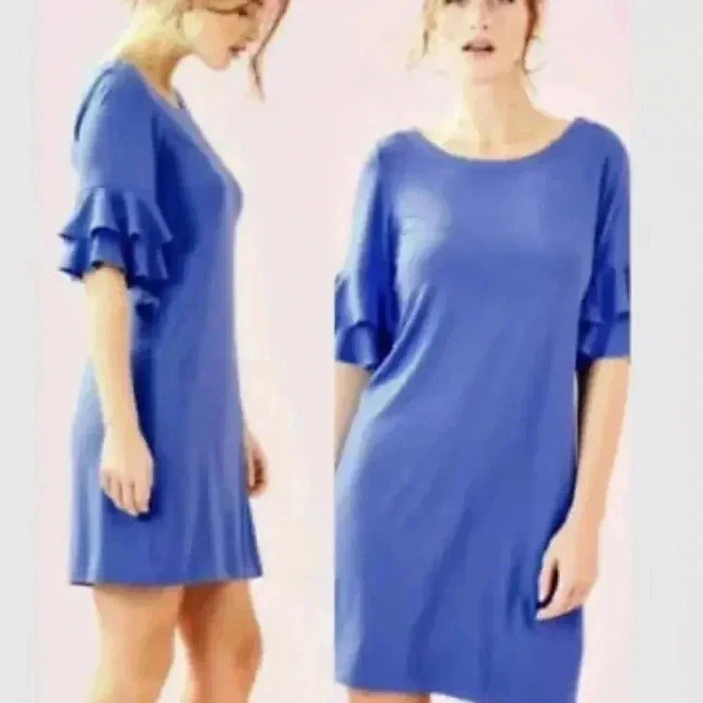 Lilly Pulitzer Lula Ruffle Sleeve Dress Coastal Blue size xxs